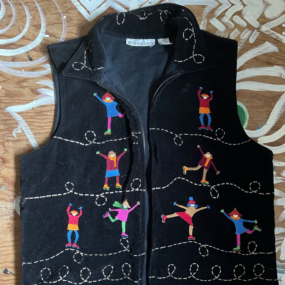 Vintage velvet black vest